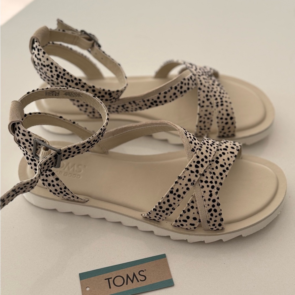 TOMS Cream and Black Polka Dot Sandals